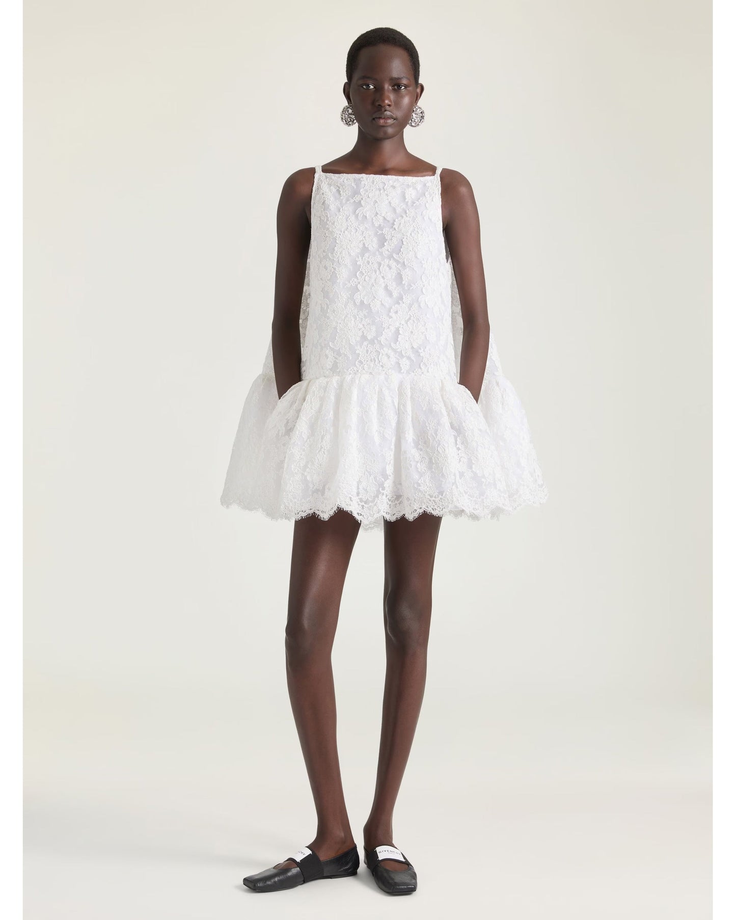 Lace Ruffle Mini Dress